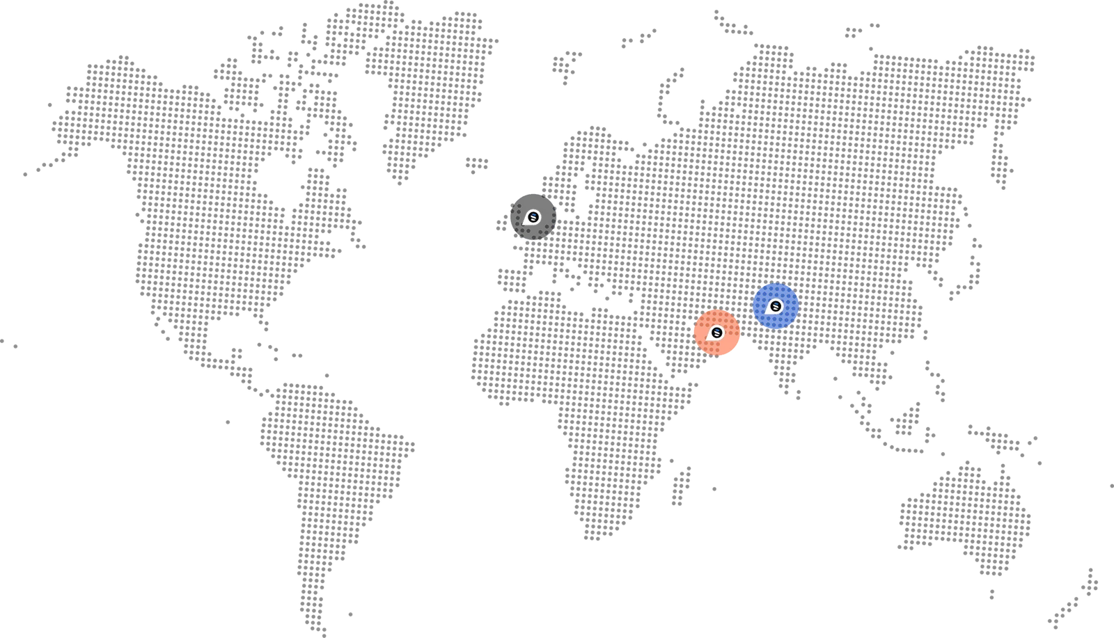 World map showing office locations
